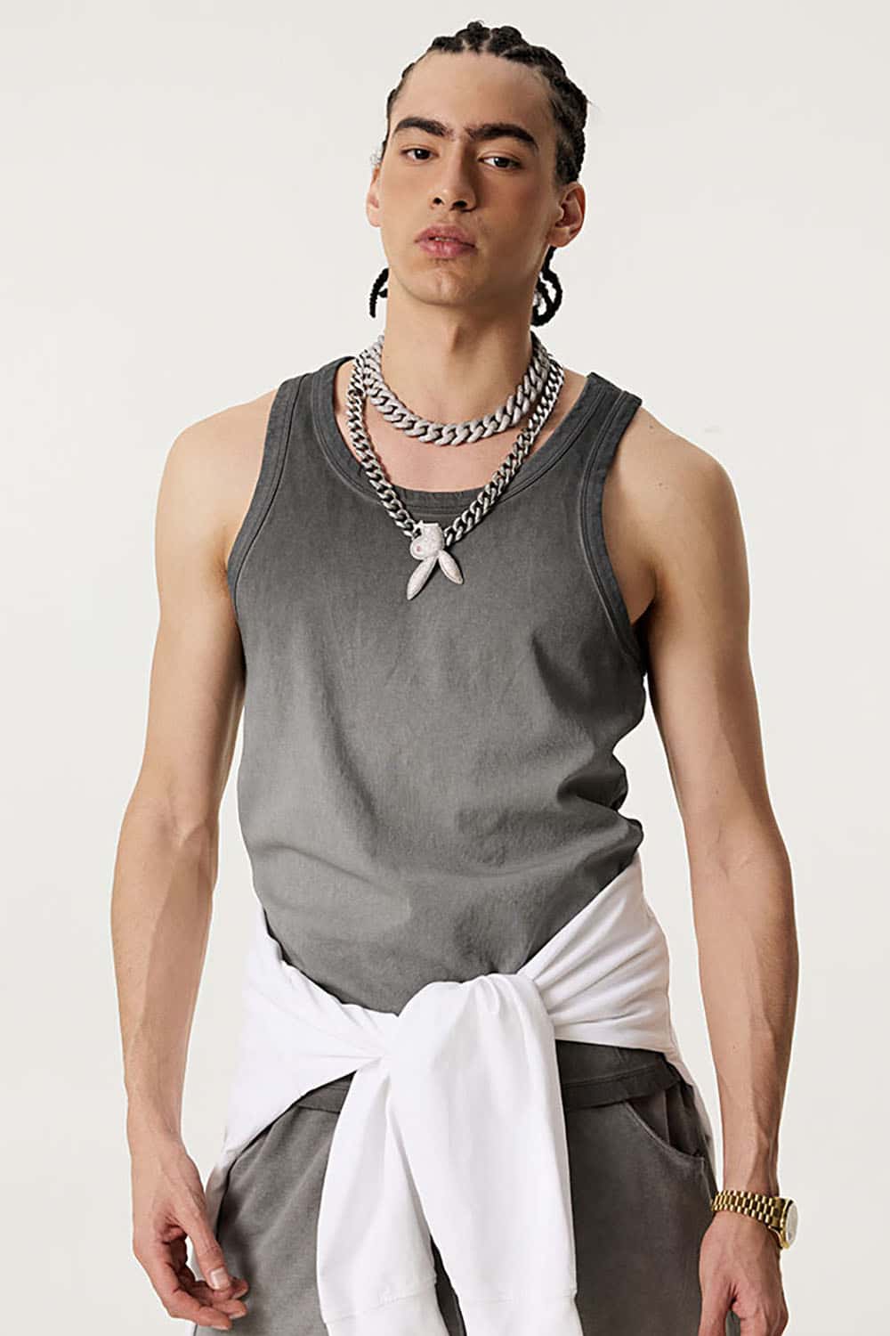 Vintage Heavyweight Washed Sleeveless Sports Tank Top with Loose Fit