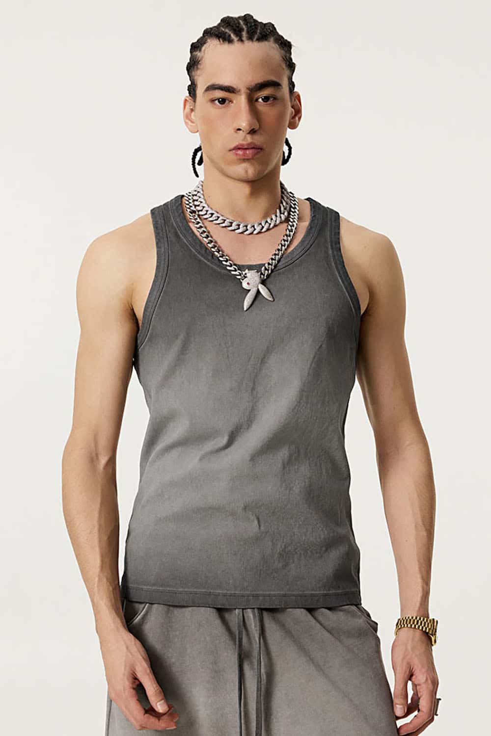 Vintage Heavyweight Washed Sleeveless Sports Tank Top with Loose Fit