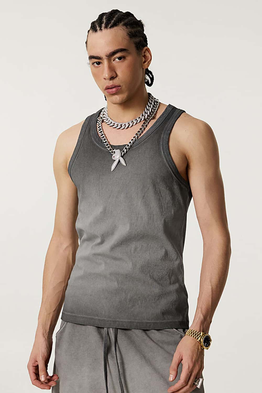 Vintage Heavyweight Washed Sleeveless Sports Tank Top with Loose Fit