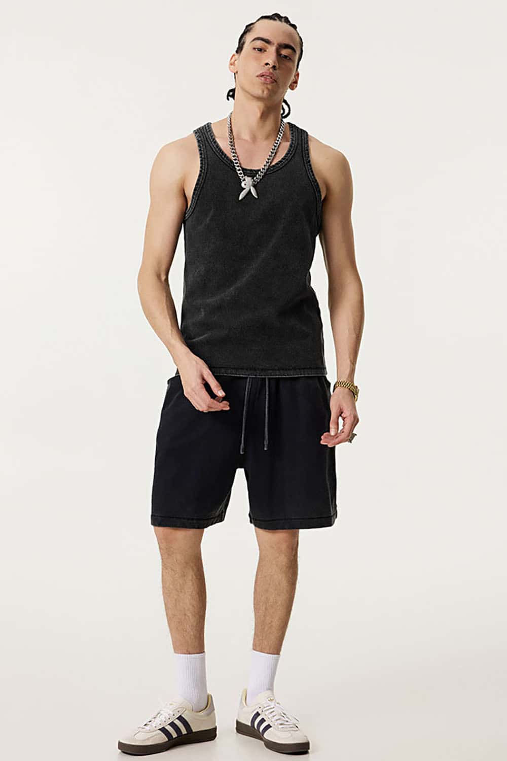 Vintage Heavyweight Washed Sleeveless Sports Tank Top with Loose Fit