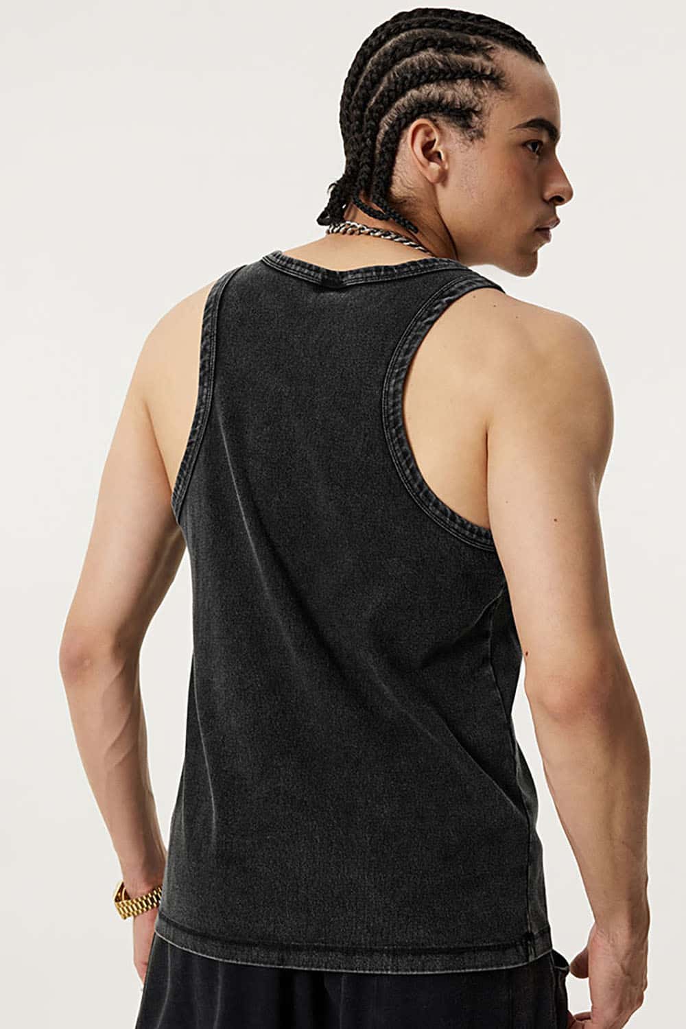 Vintage Heavyweight Washed Sleeveless Sports Tank Top with Loose Fit