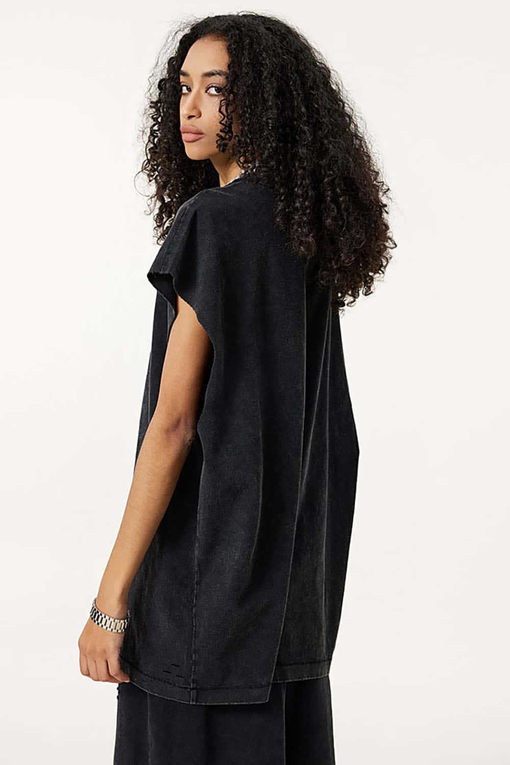 Distressed Cotton Sleeveless Gender-Neutral Tank Top with Raw Edges