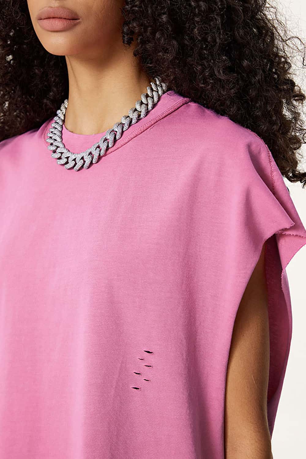 Distressed Cotton Sleeveless Gender-Neutral Tank Top with Raw Edges