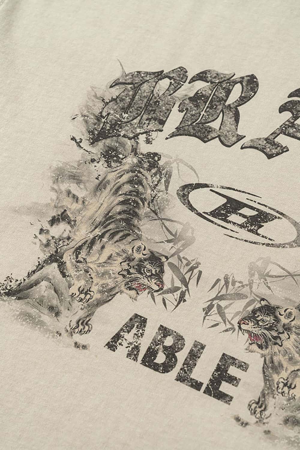 High Street Vintage Ink Print Loose Casual Tee