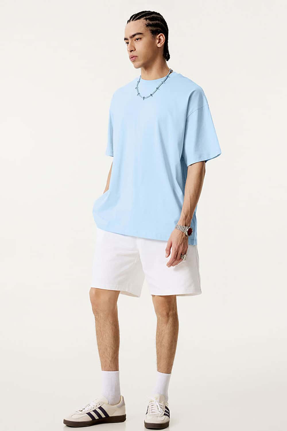 180g Lightweight Pure Cotton Drop Shoulder Solid Color Tee