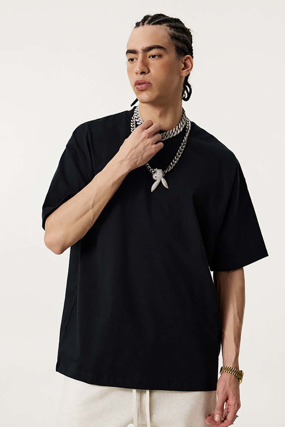 180g Lightweight Pure Cotton Drop Shoulder Solid Color Tee