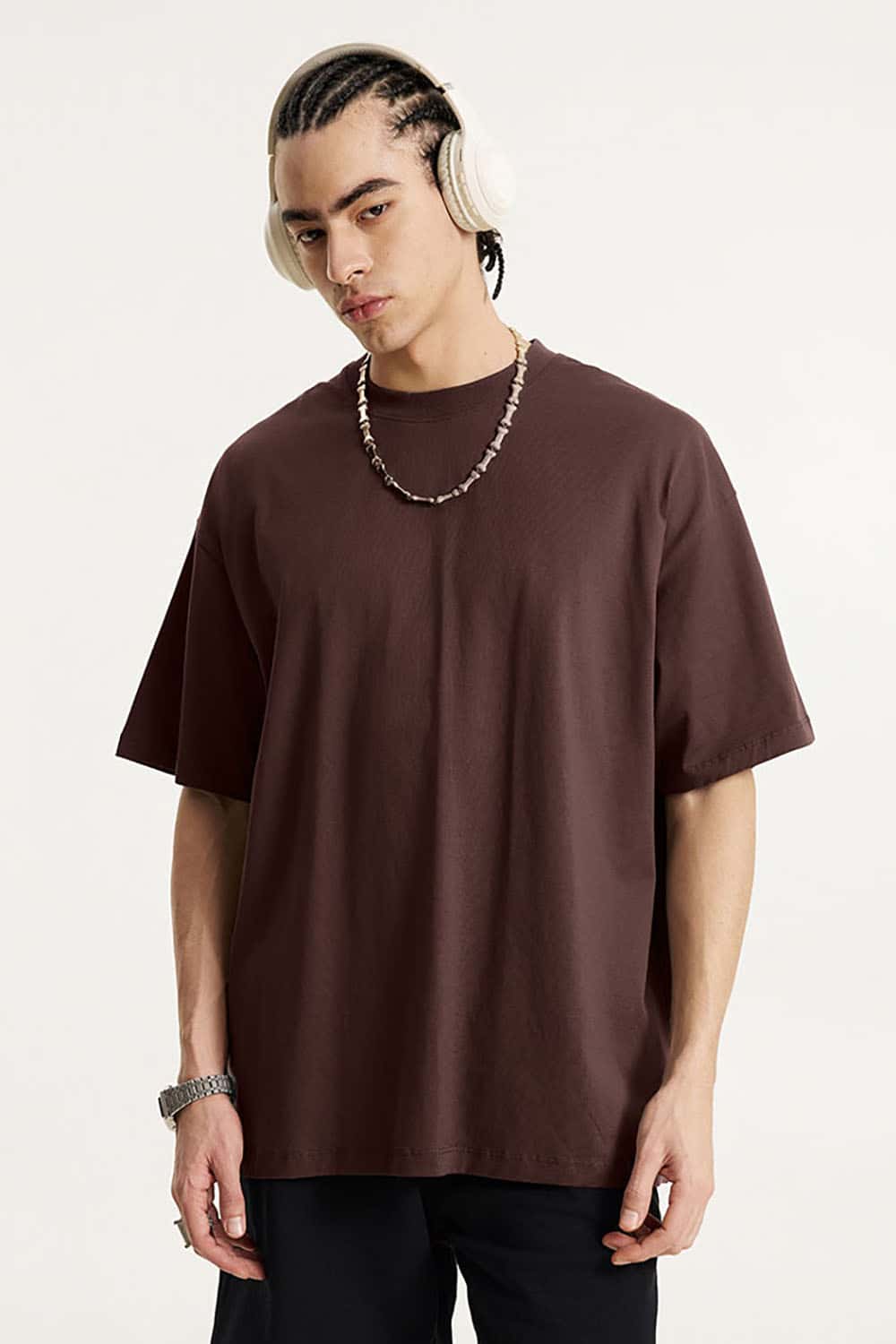 180g Lightweight Pure Cotton Drop Shoulder Solid Color Tee