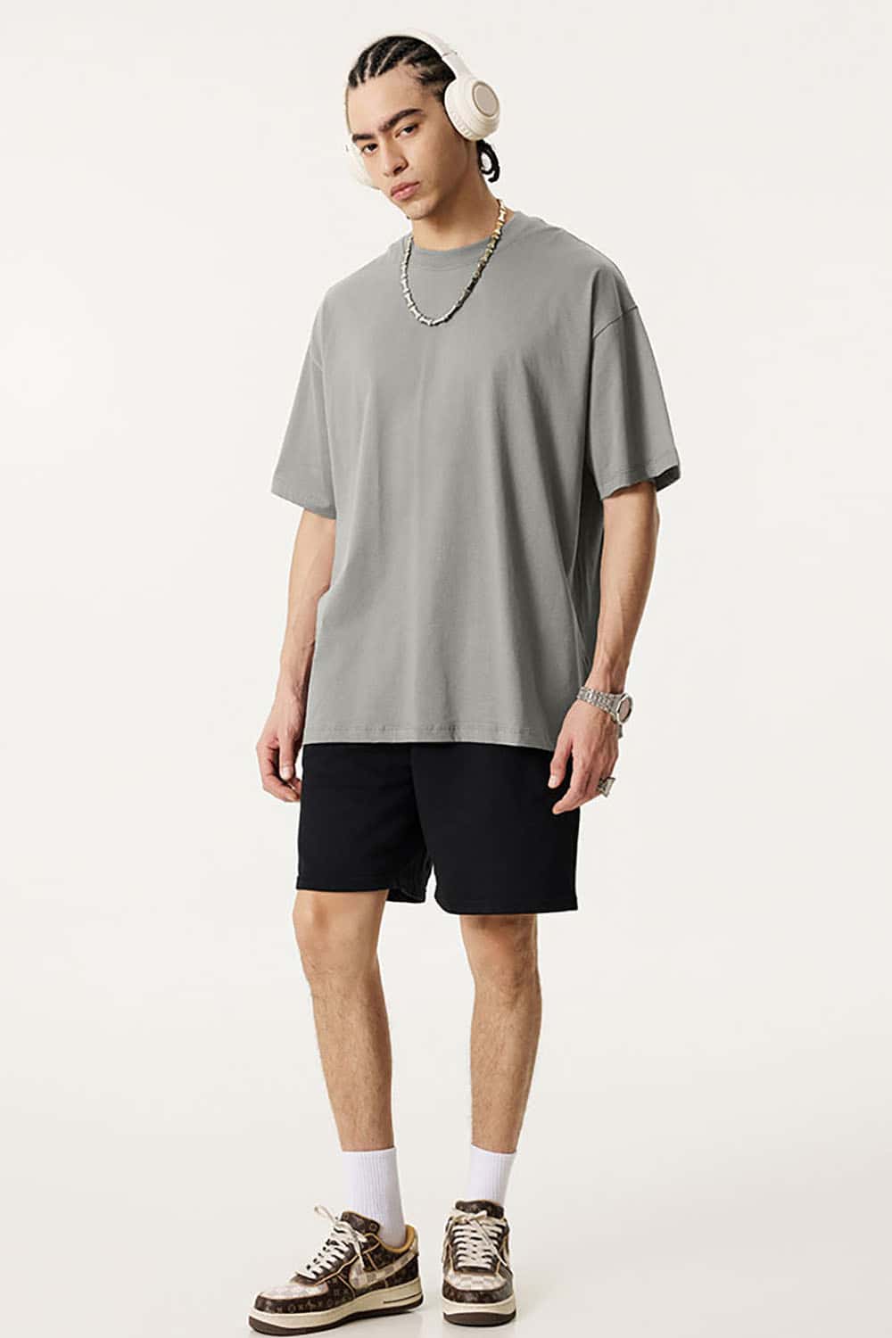 180g Lightweight Pure Cotton Drop Shoulder Solid Color Tee