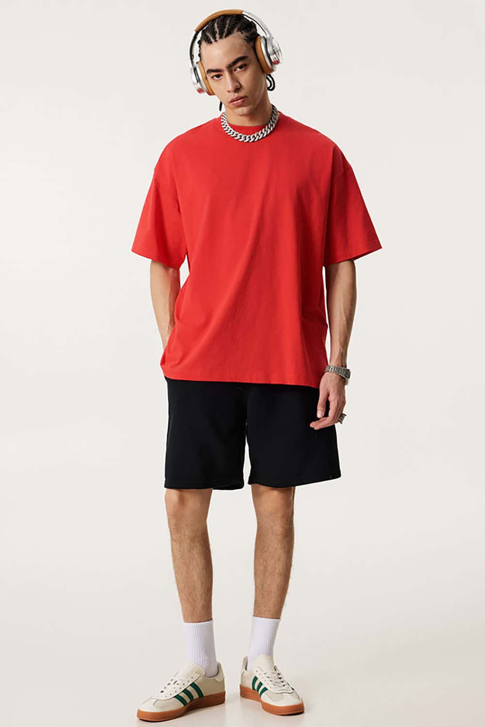 180g Lightweight Pure Cotton Drop Shoulder Solid Color Tee