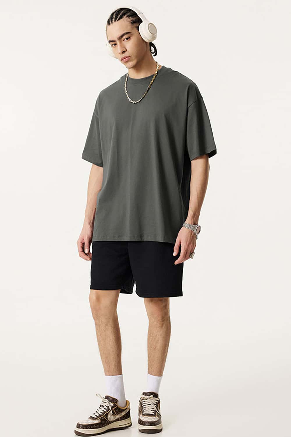 180g Lightweight Pure Cotton Drop Shoulder Solid Color Tee