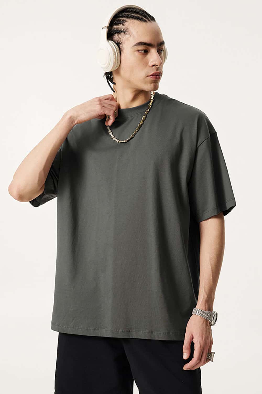 180g Lightweight Pure Cotton Drop Shoulder Solid Color Tee
