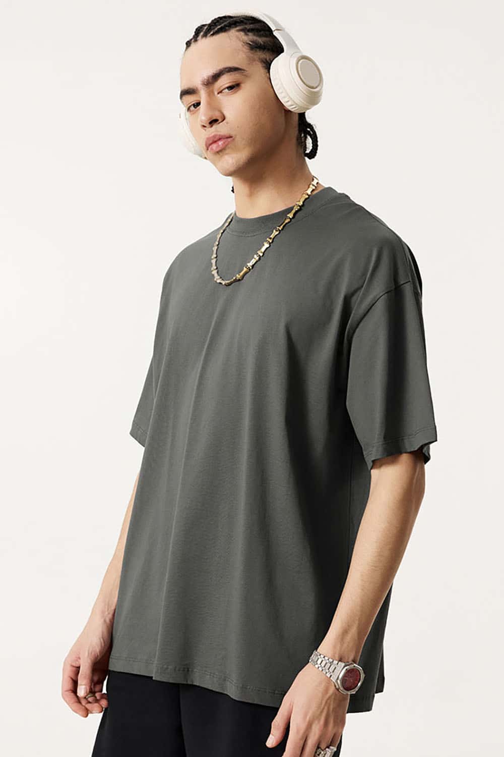 180g Lightweight Pure Cotton Drop Shoulder Solid Color Tee