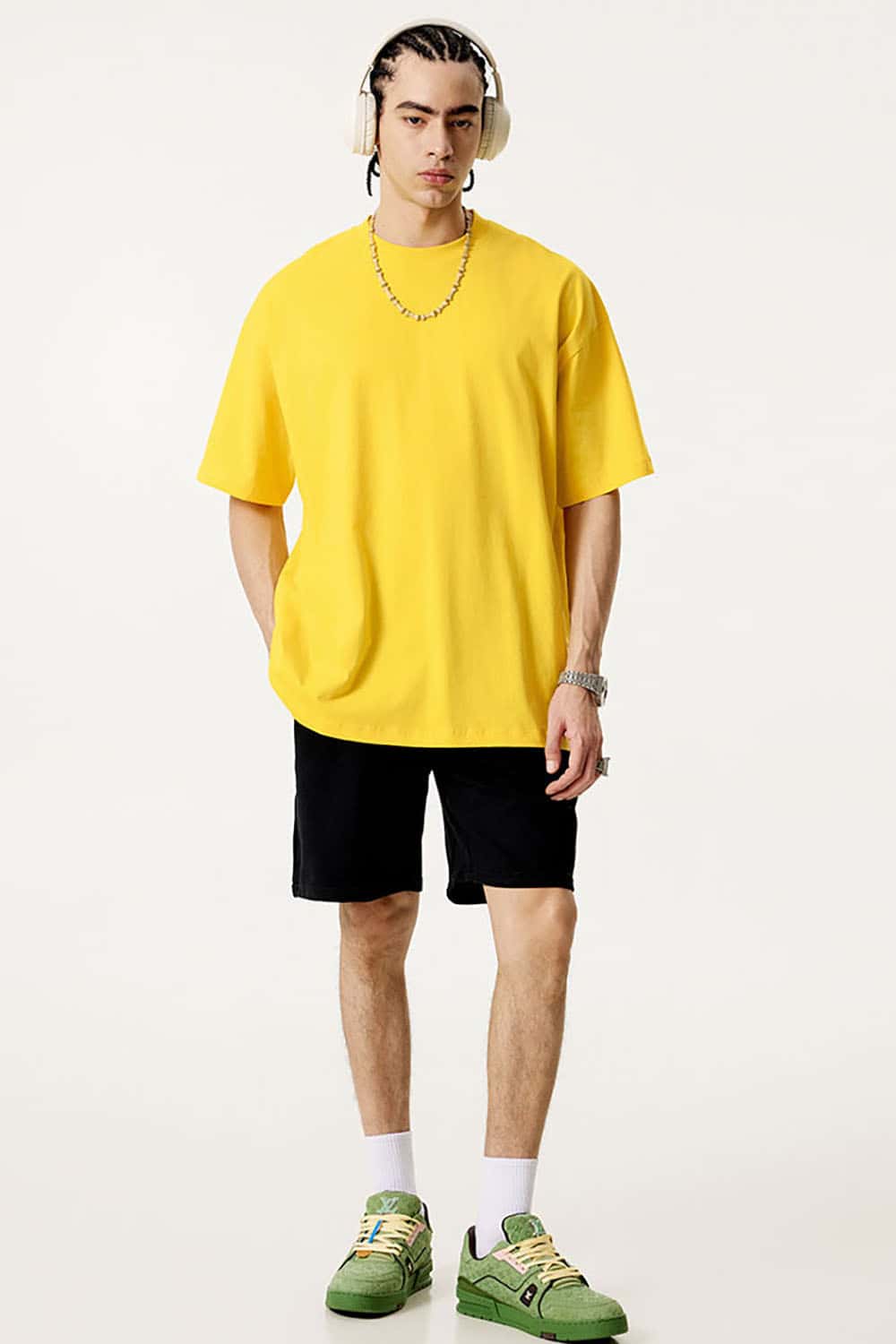 180g Lightweight Pure Cotton Drop Shoulder Solid Color Tee