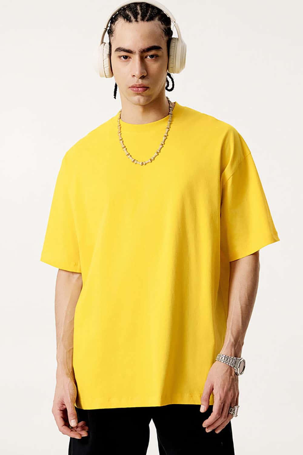 180g Lightweight Pure Cotton Drop Shoulder Solid Color Tee