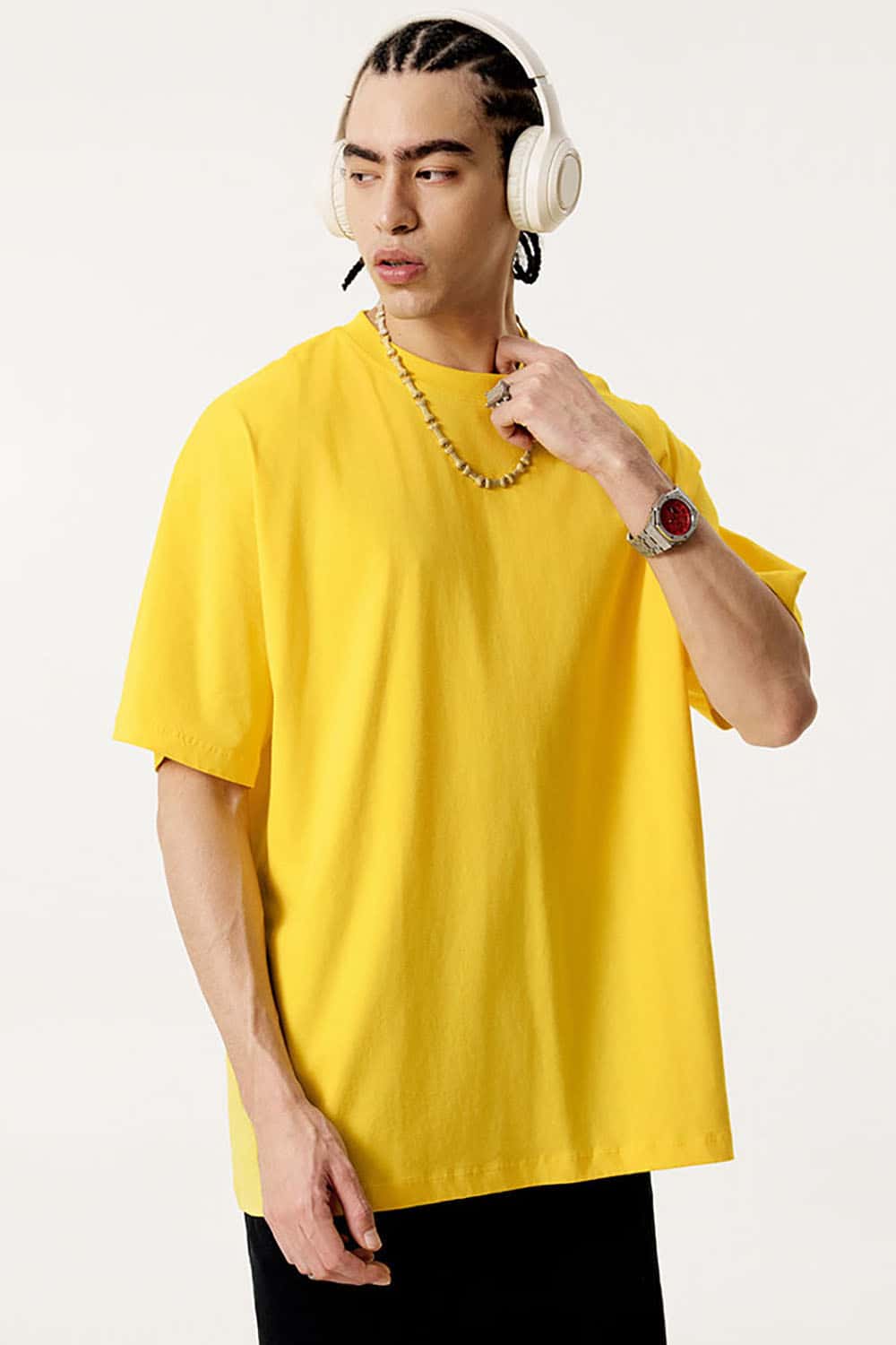 180g Lightweight Pure Cotton Drop Shoulder Solid Color Tee
