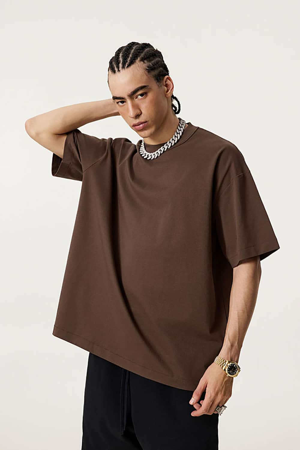 Quick-Dry Sports Tee with Sun Protection and Small Collar in Solid Color