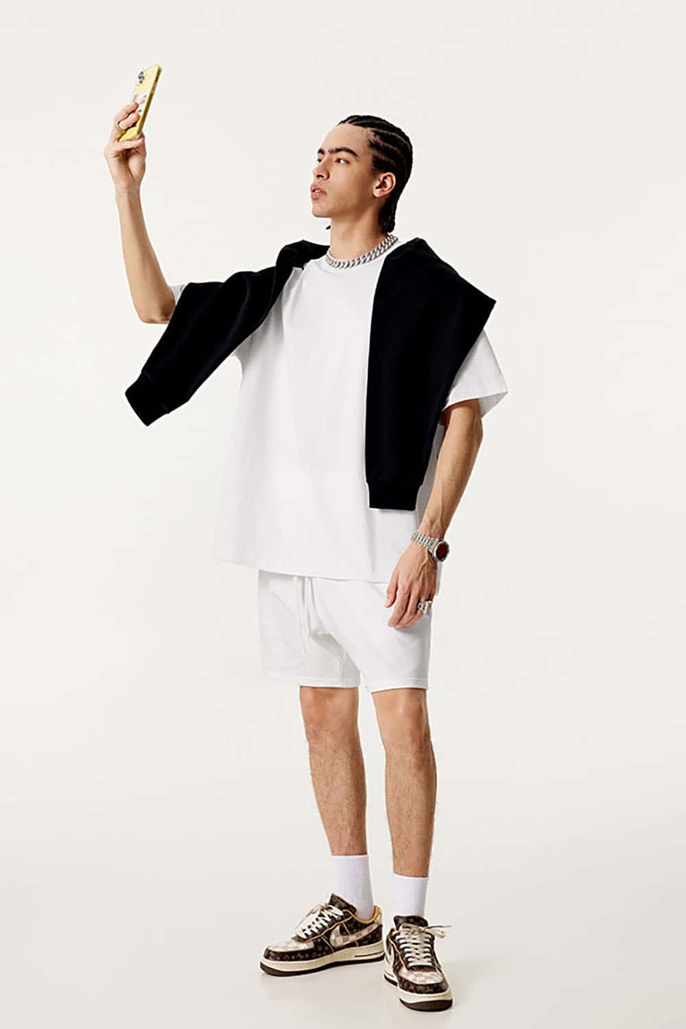 Quick-Dry Sports Tee with Sun Protection and Small Collar in Solid Color