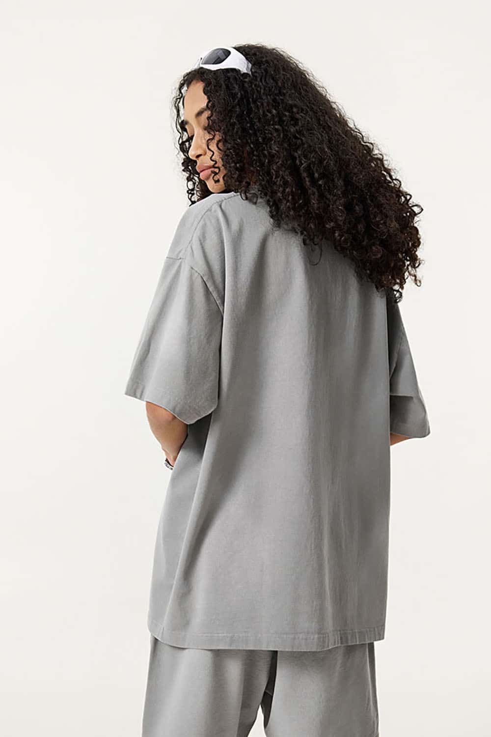 Vintage Distressed Tee with Dual Sheer Fabric and Patch Pocket