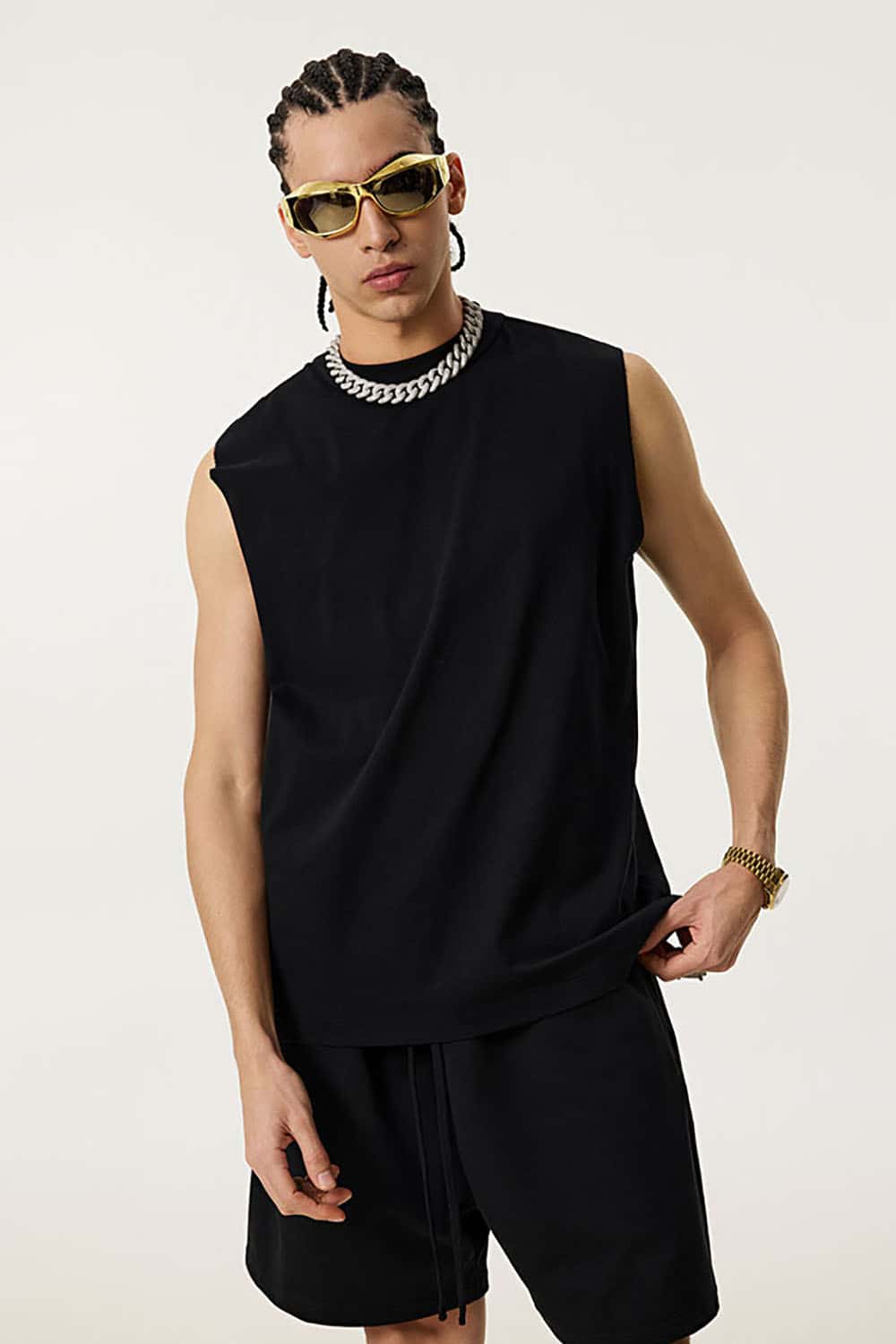 Quick-Dry Small Collar Sports Tank Top with UV Protection