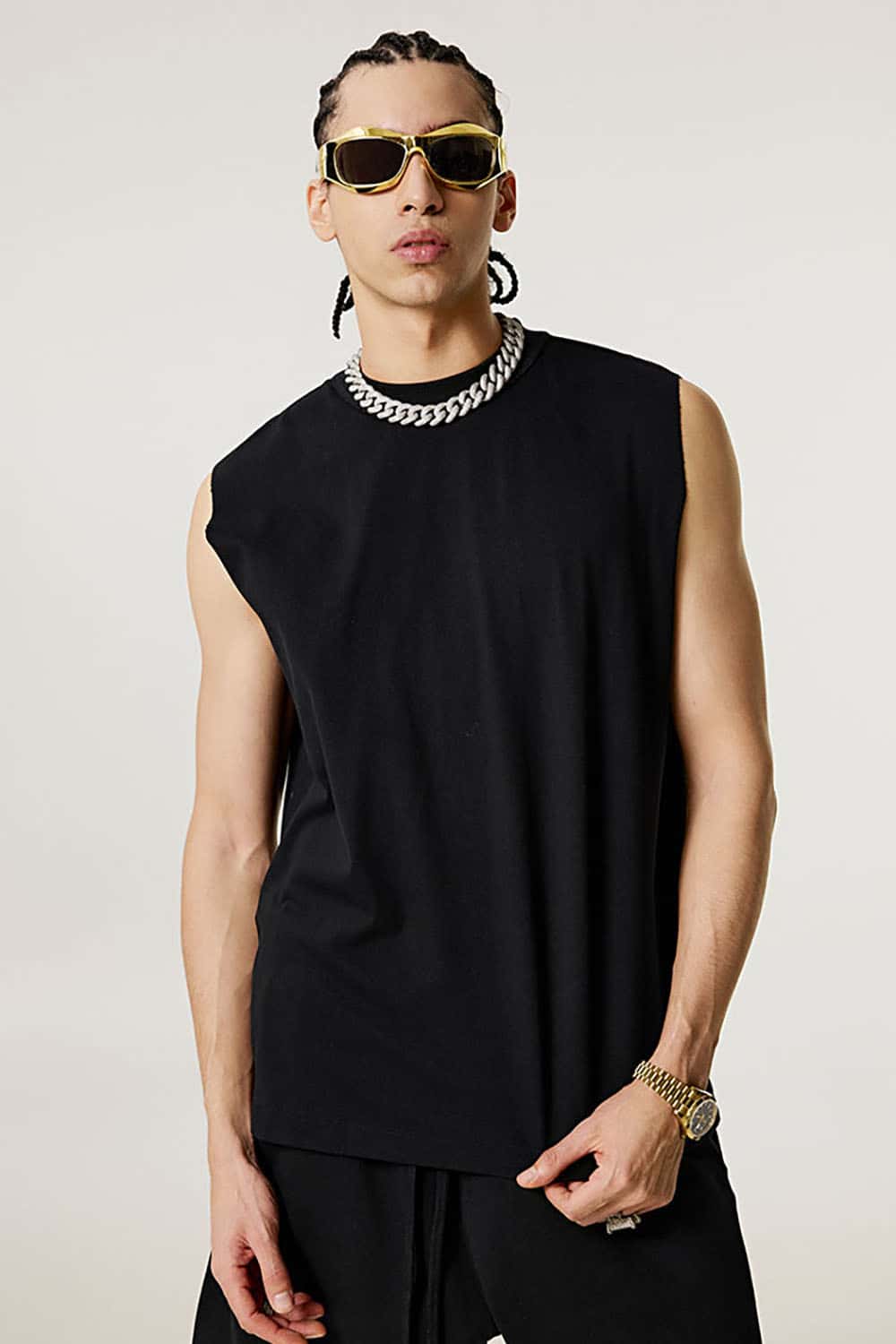 Quick-Dry Small Collar Sports Tank Top with UV Protection