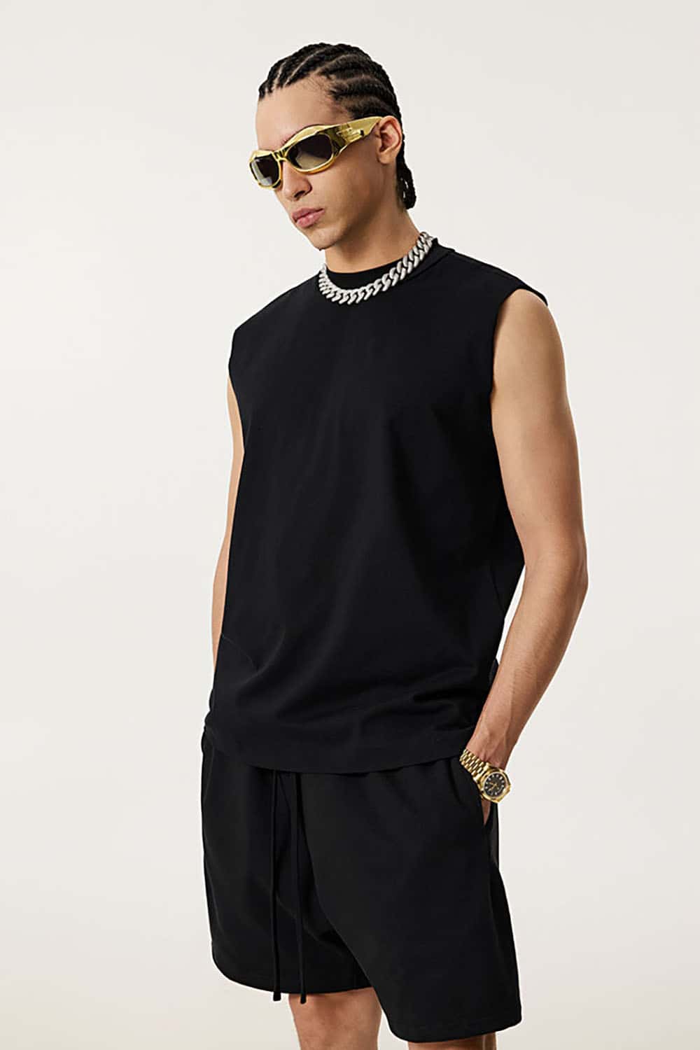 Quick-Dry Small Collar Sports Tank Top with UV Protection