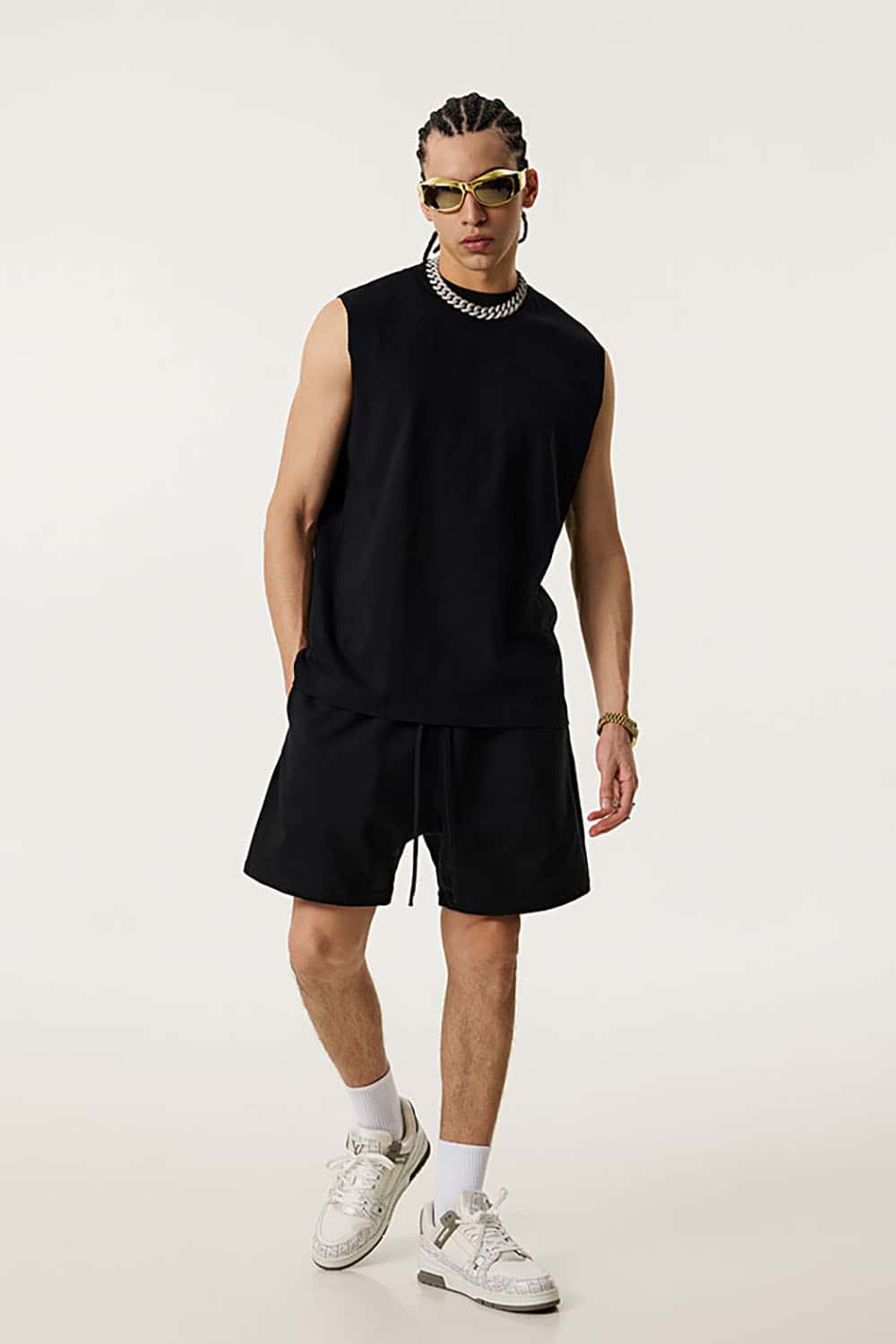 Quick-Dry Small Collar Sports Tank Top with UV Protection
