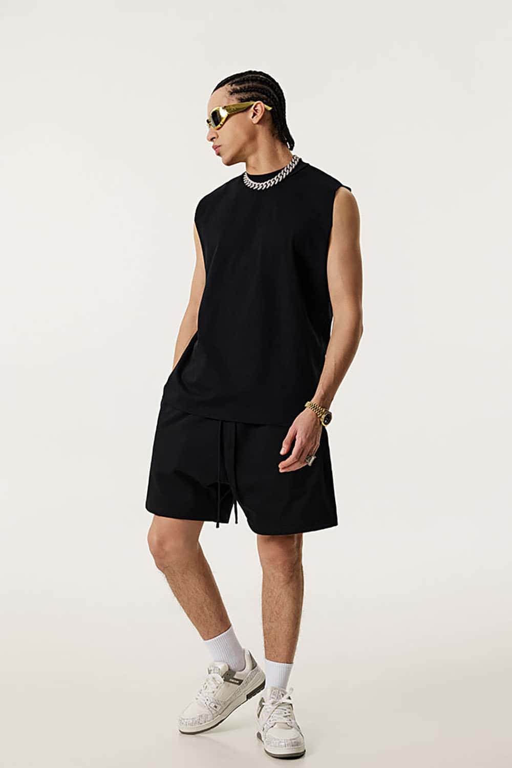 Quick-Dry Small Collar Sports Tank Top with UV Protection