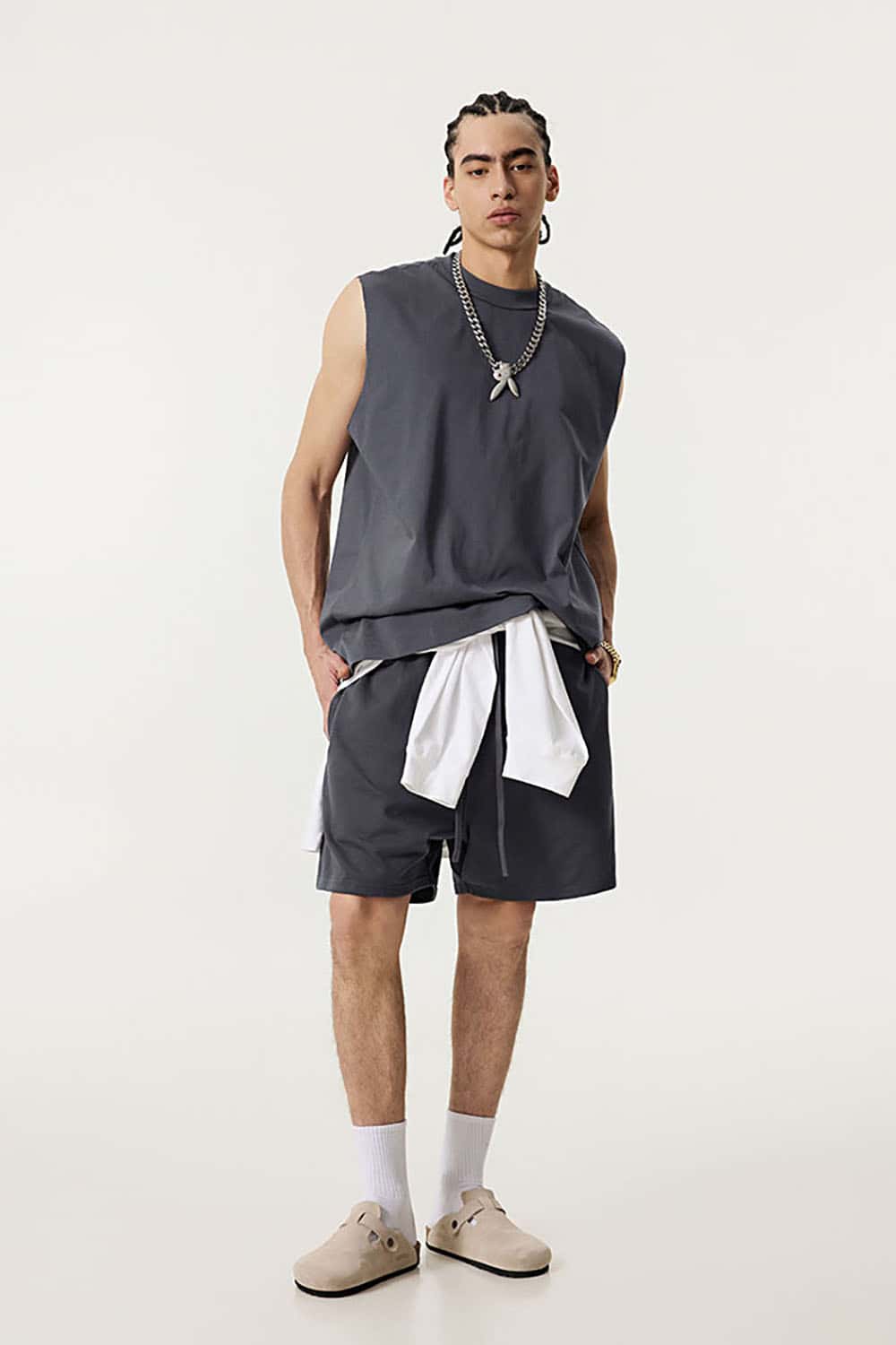Quick-Dry Small Collar Sports Tank Top with UV Protection