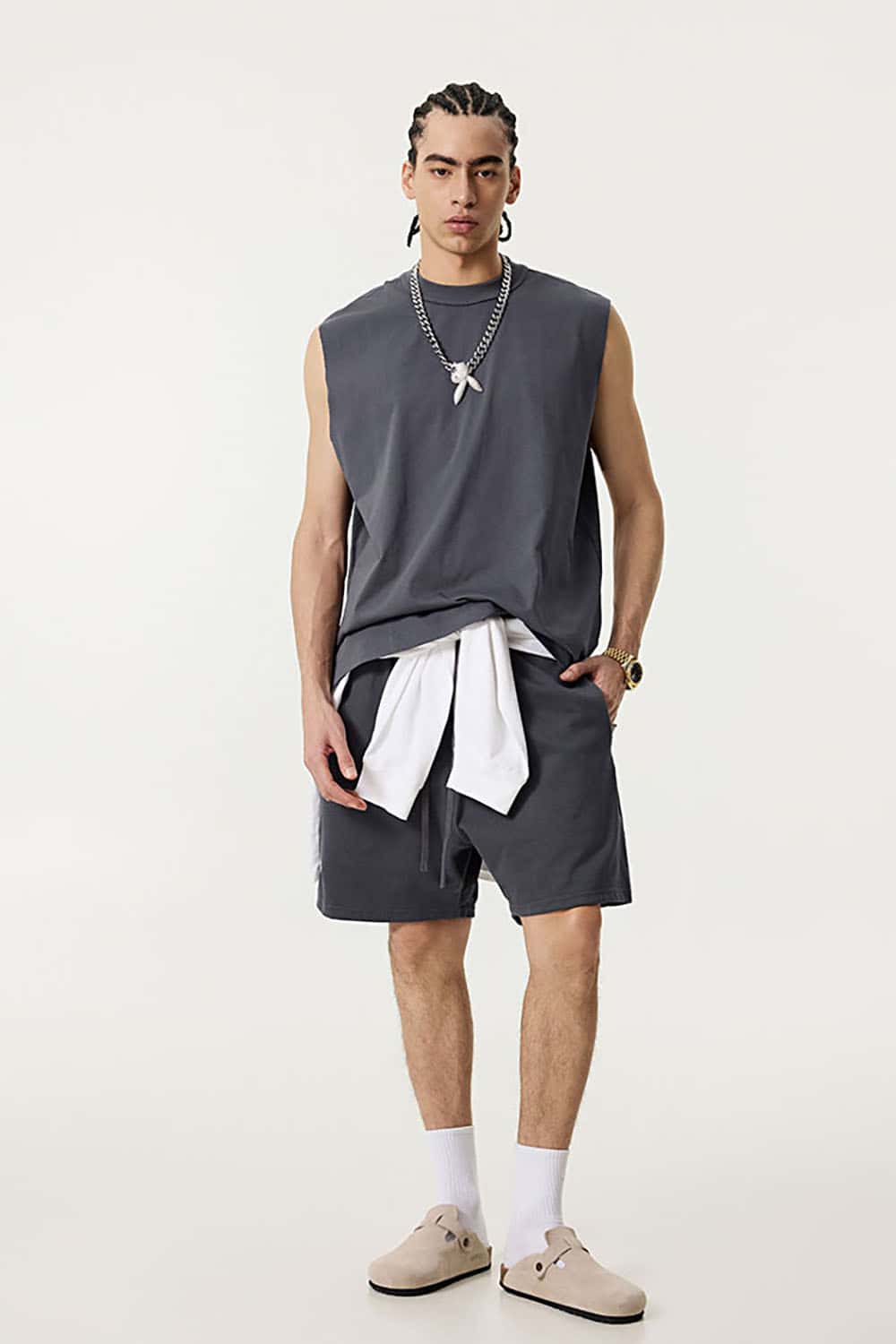 Quick-Dry Small Collar Sports Tank Top with UV Protection