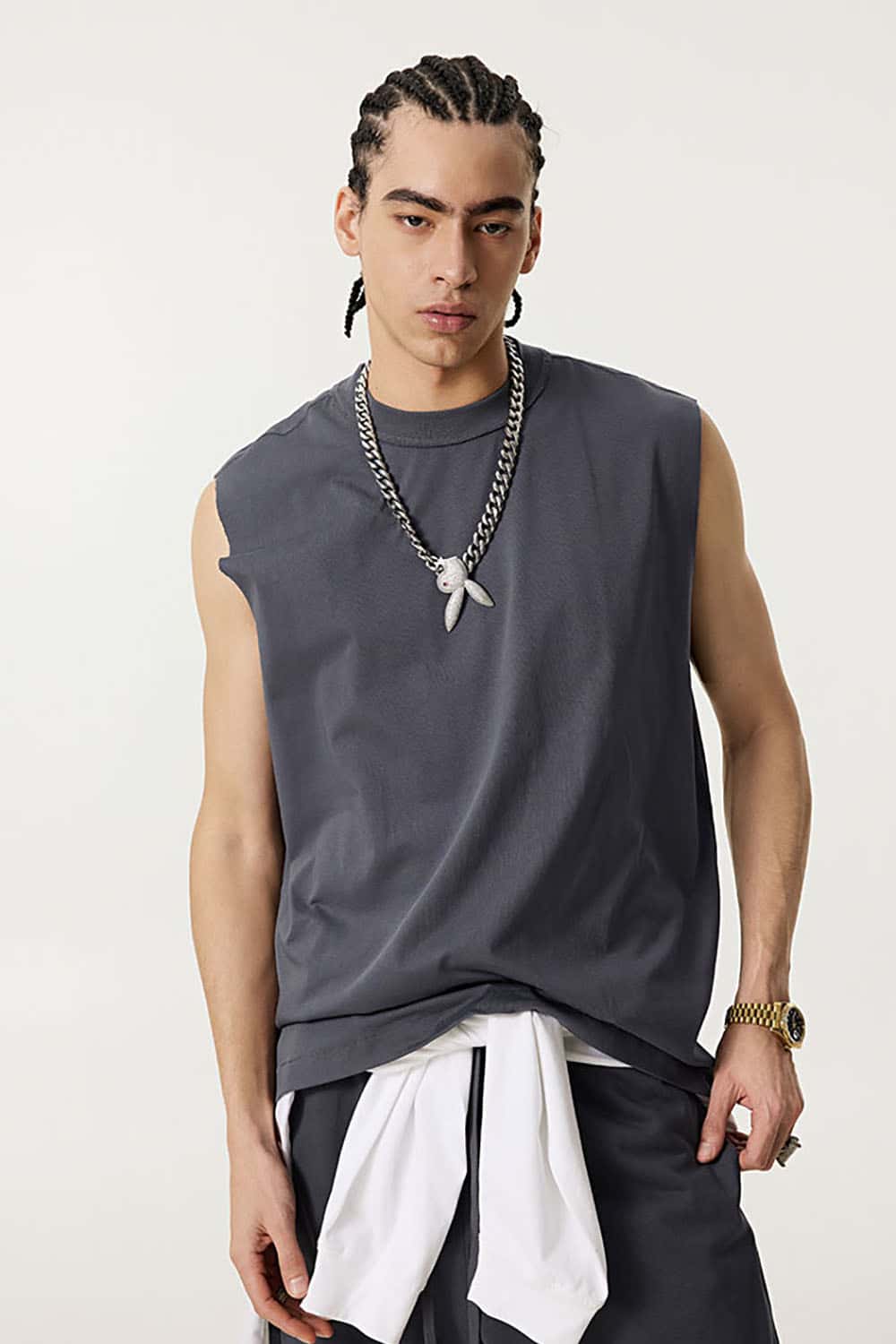 Quick-Dry Small Collar Sports Tank Top with UV Protection