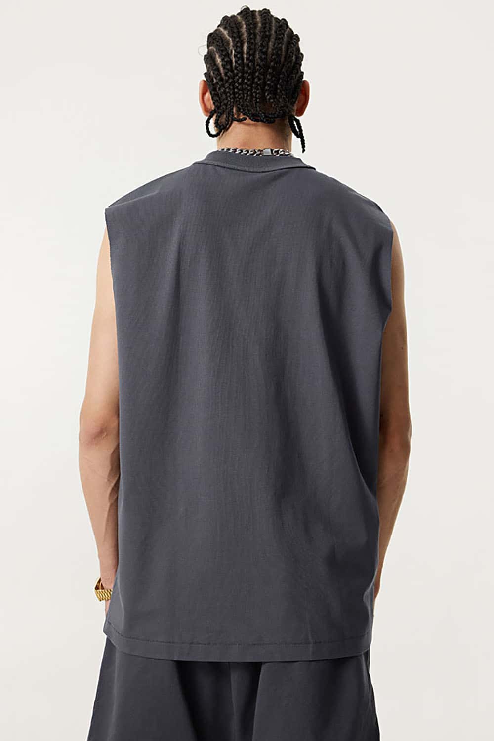 Quick-Dry Small Collar Sports Tank Top with UV Protection