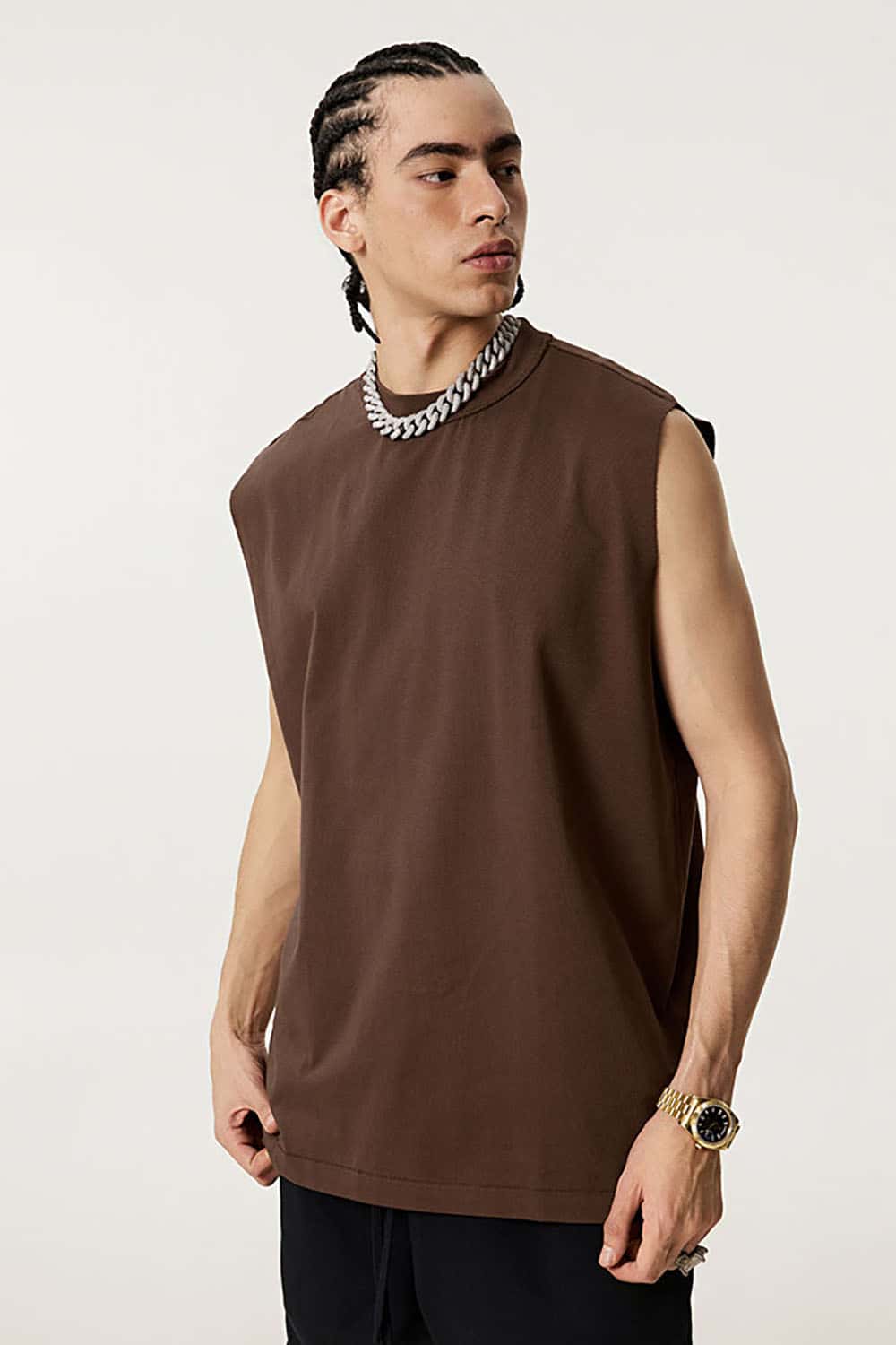 Quick-Dry Small Collar Sports Tank Top with UV Protection