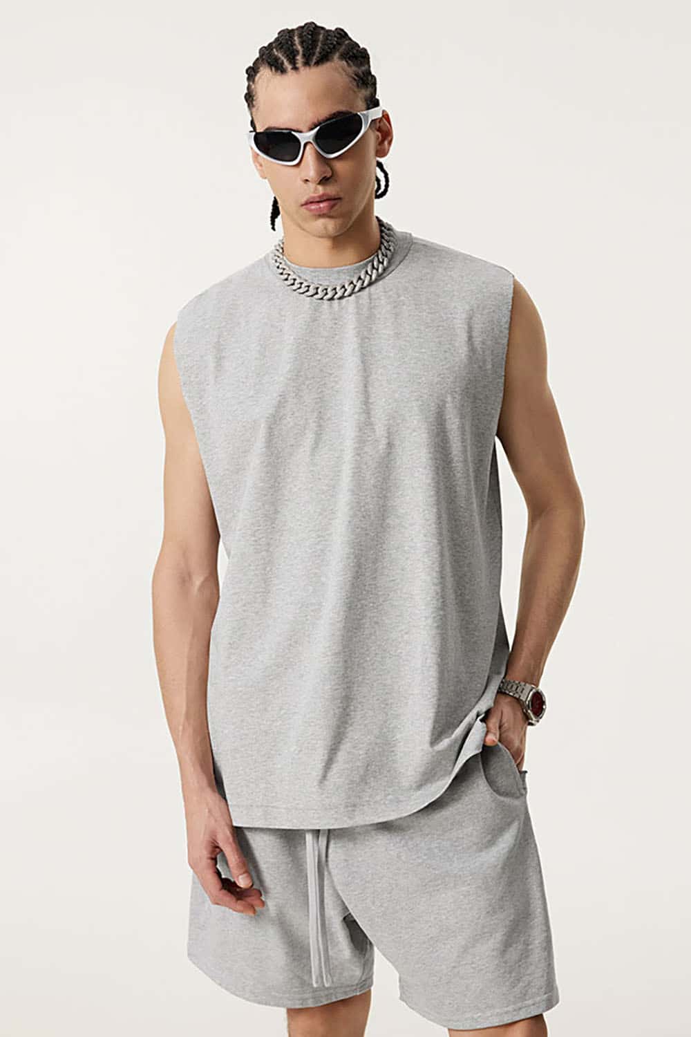 Quick-Dry Small Collar Sports Tank Top with UV Protection