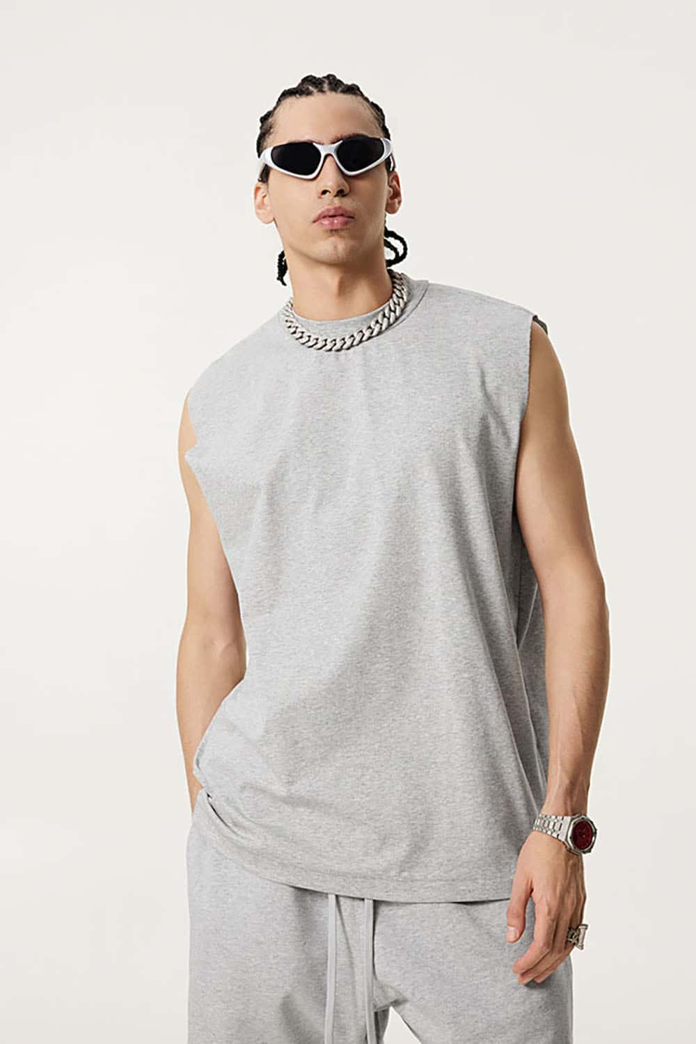 Quick-Dry Small Collar Sports Tank Top with UV Protection