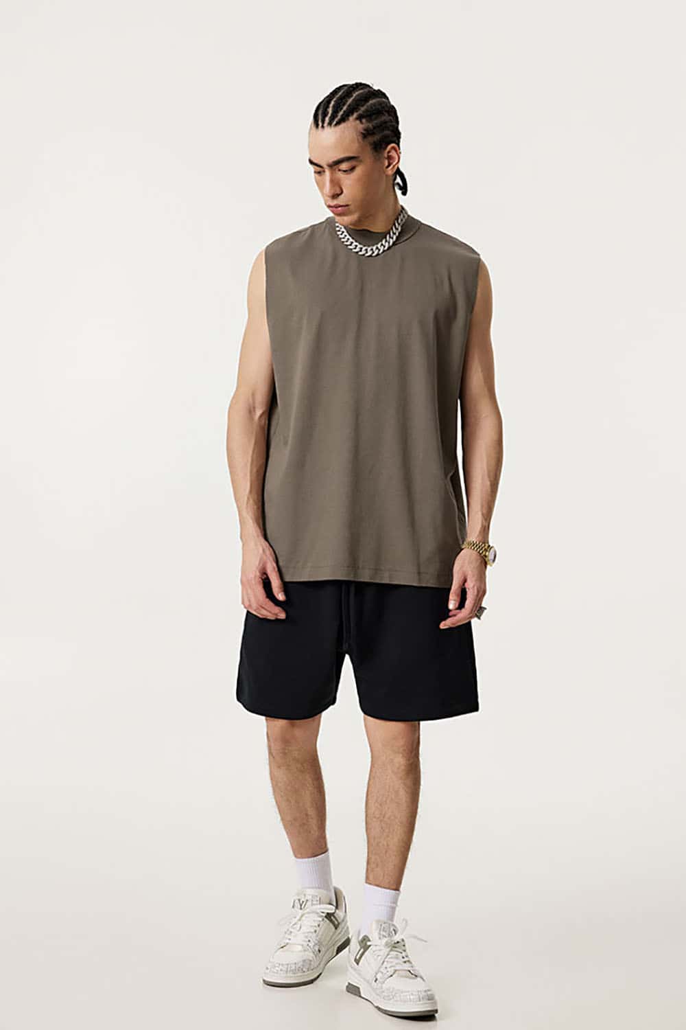 Quick-Dry Small Collar Sports Tank Top with UV Protection
