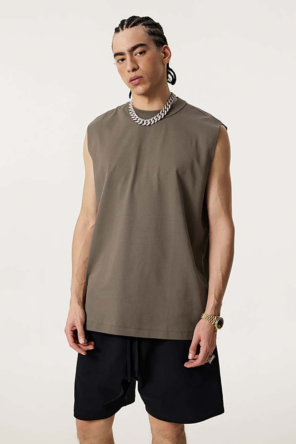 Quick-Dry Small Collar Sports Tank Top with UV Protection