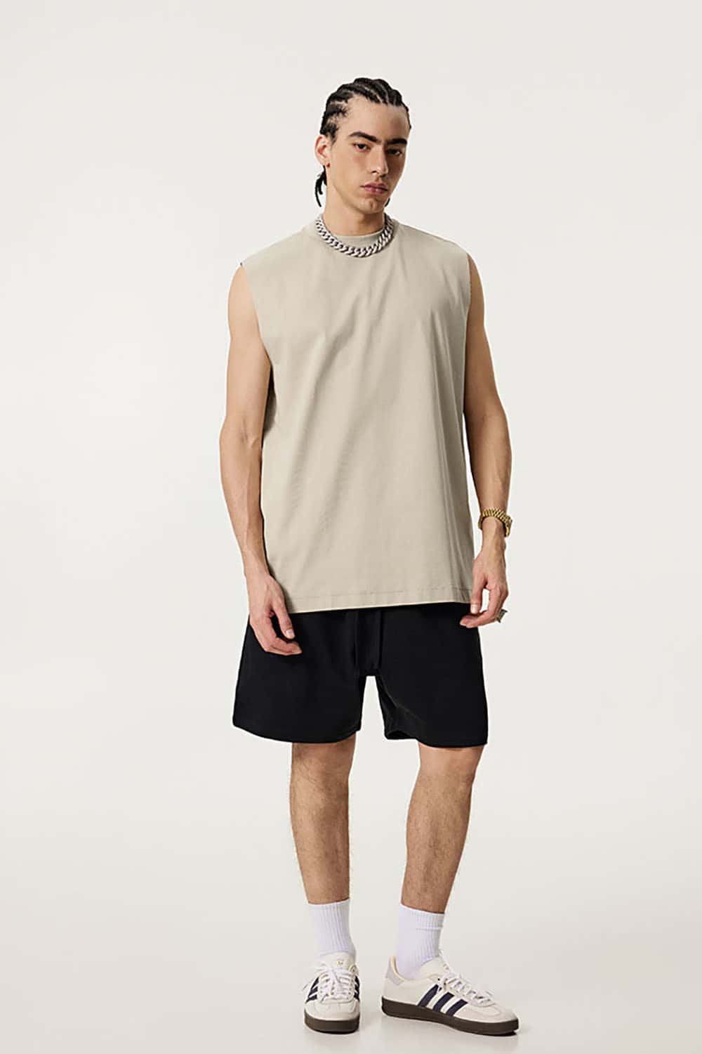 Quick-Dry Small Collar Sports Tank Top with UV Protection