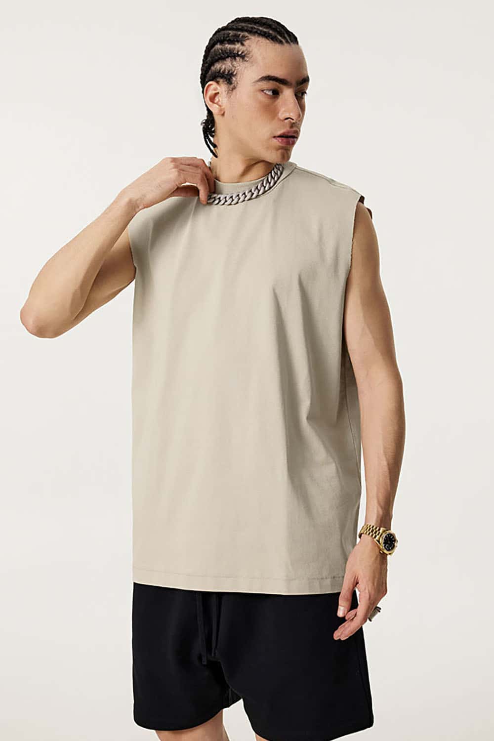 Quick-Dry Small Collar Sports Tank Top with UV Protection