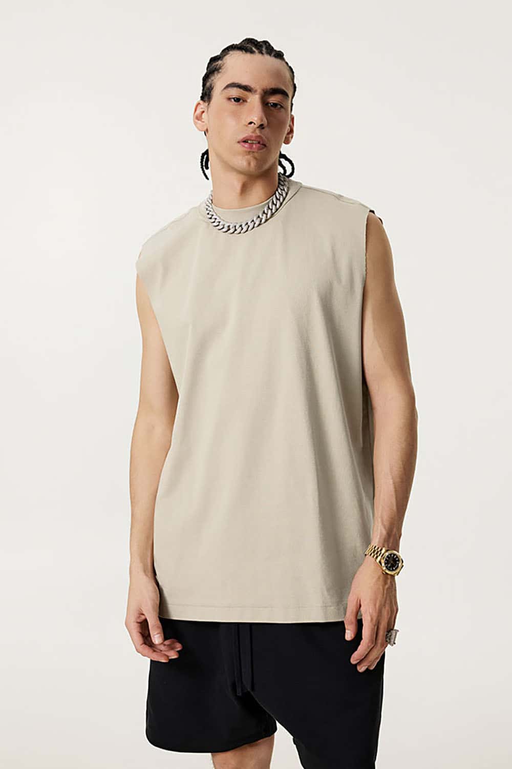 Quick-Dry Small Collar Sports Tank Top with UV Protection