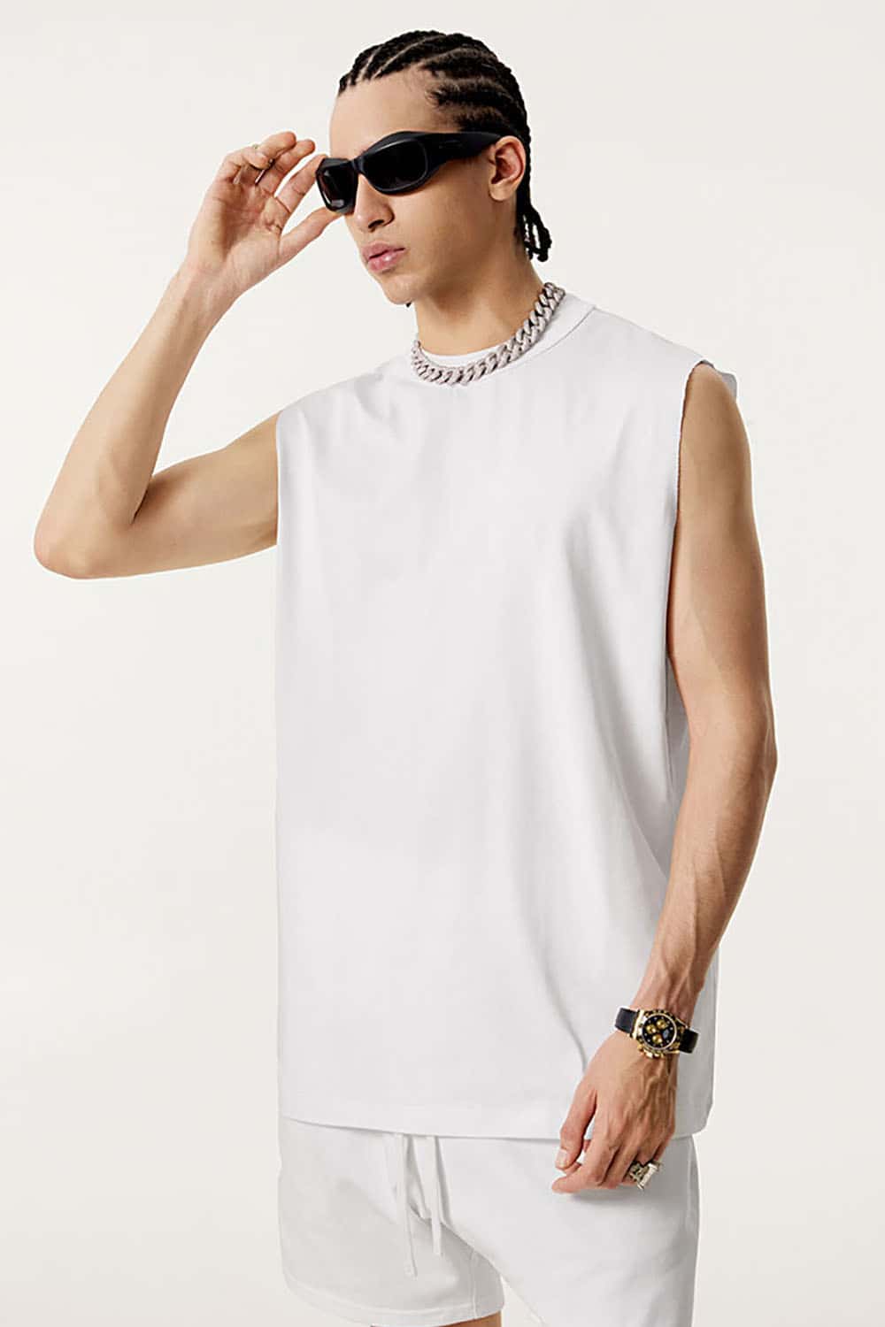 Quick-Dry Small Collar Sports Tank Top with UV Protection