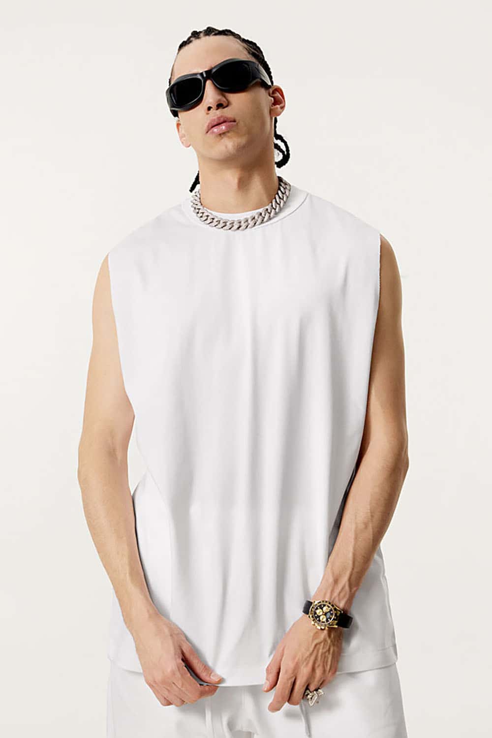 Quick-Dry Small Collar Sports Tank Top with UV Protection