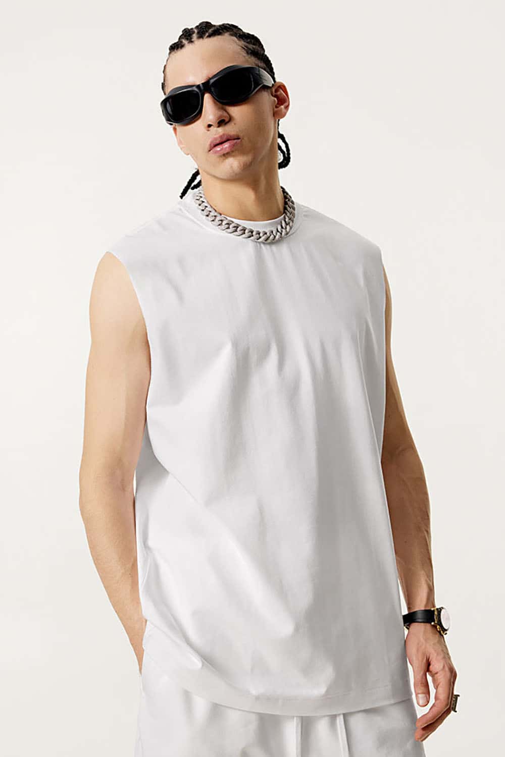 Quick-Dry Small Collar Sports Tank Top with UV Protection