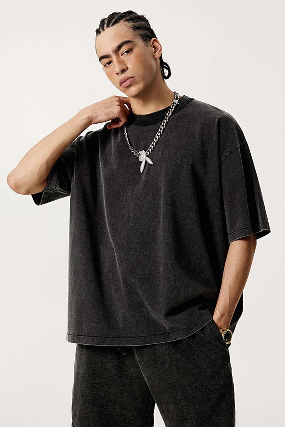 Casual Reverse Seam Washed Short Sleeve T-Shirt