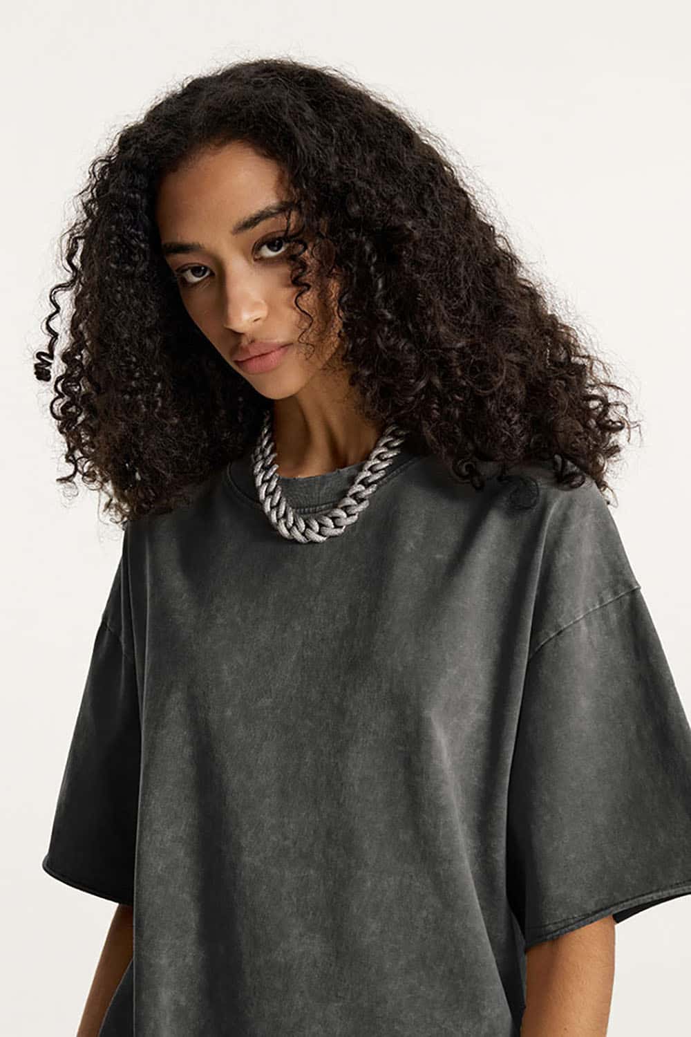 Wax-Dyed Washed T-Shirt with Loose Fit and Vintage Raw Edges