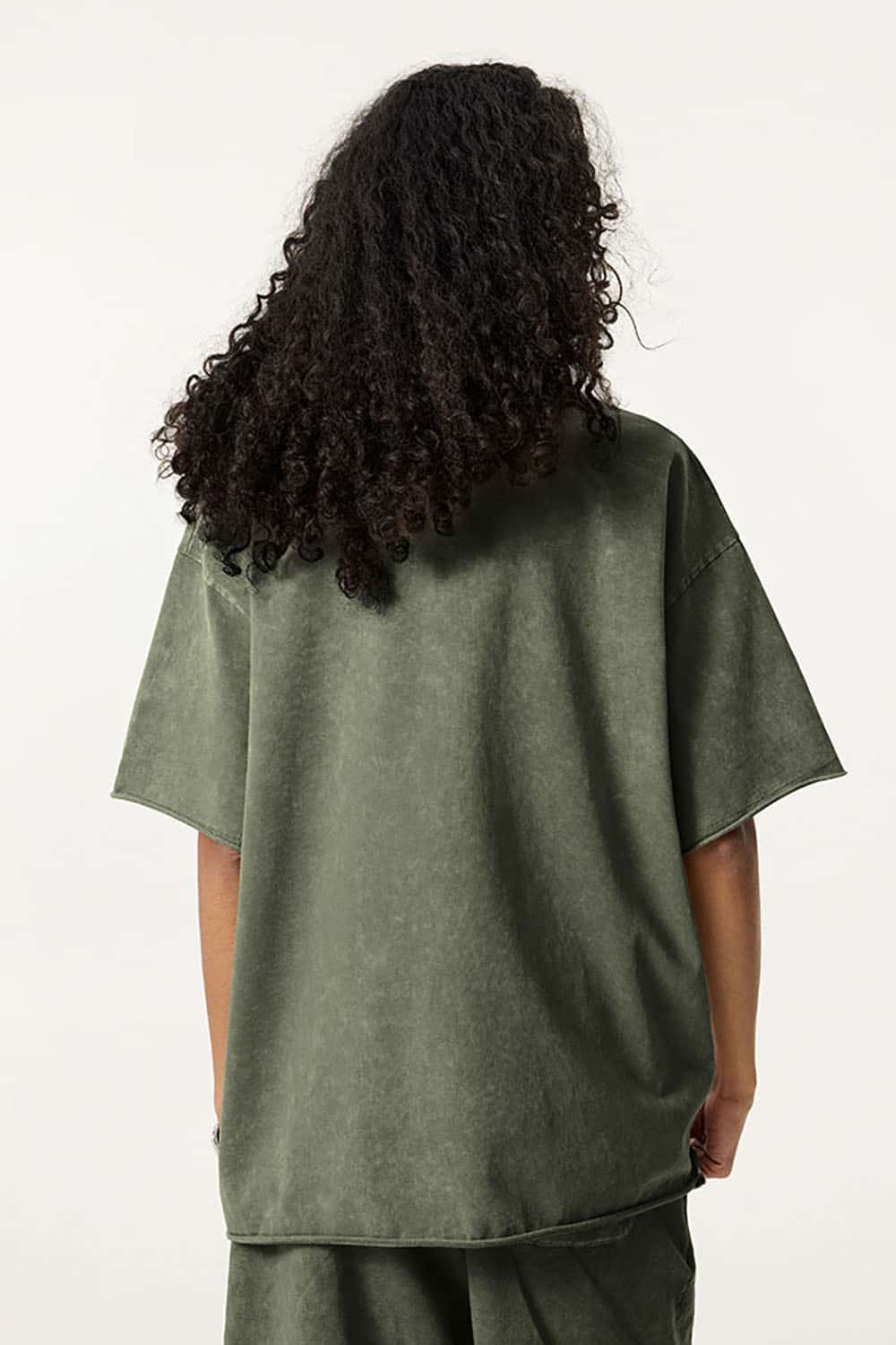 Wax-Dyed Washed T-Shirt with Loose Fit and Vintage Raw Edges