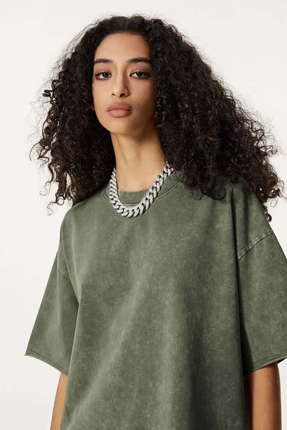 Wax-Dyed Washed T-Shirt with Loose Fit and Vintage Raw Edges