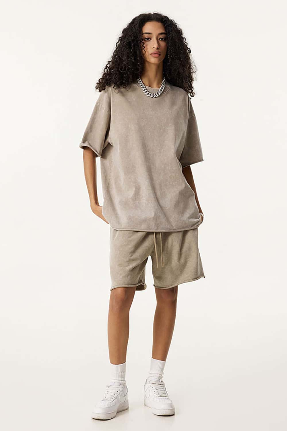 Wax-Dyed Washed T-Shirt with Loose Fit and Vintage Raw Edges