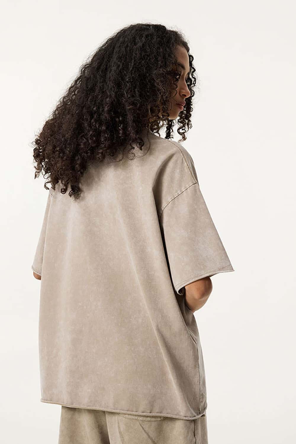 Wax-Dyed Washed T-Shirt with Loose Fit and Vintage Raw Edges
