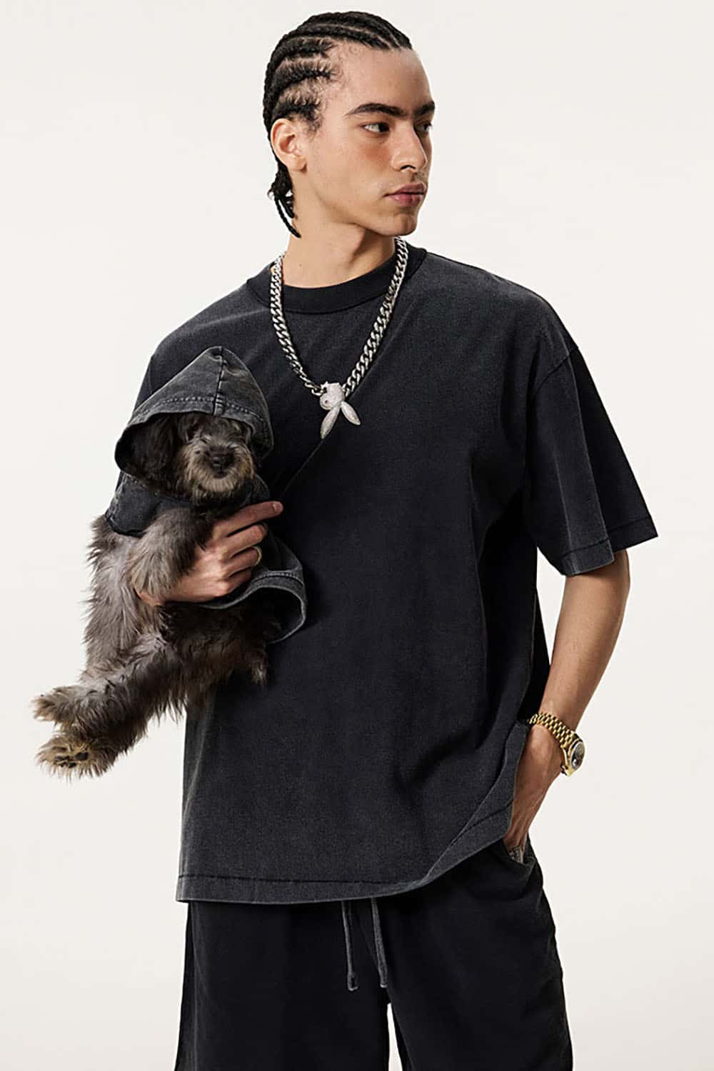 Heavyweight Cotton T-Shirt with Overdyed Finish in Unisex Oversized Fit