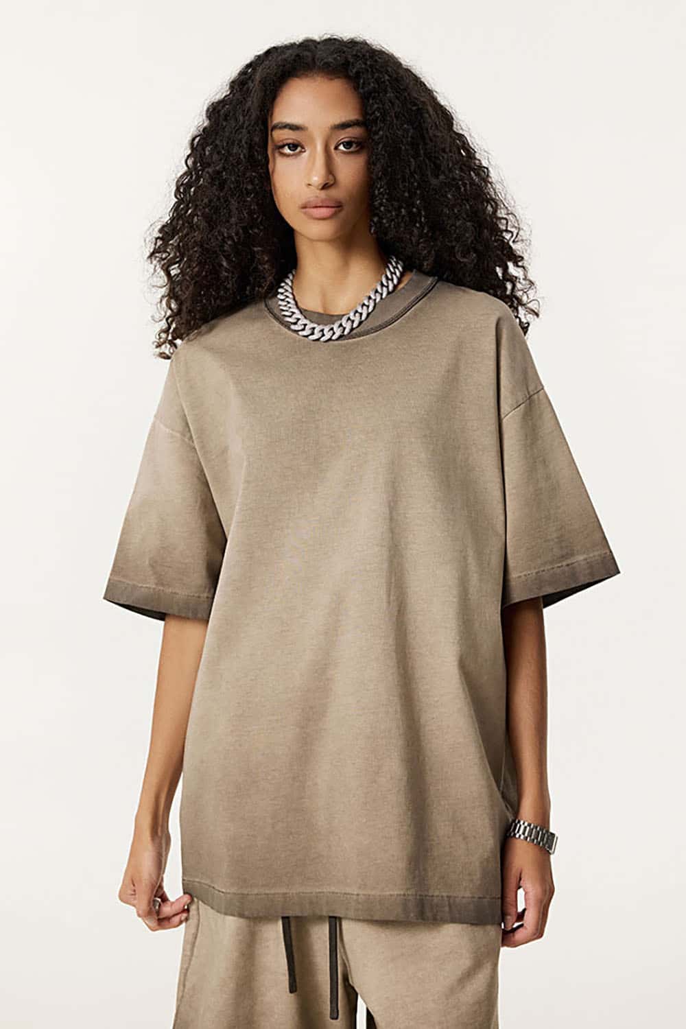 Heavyweight Cotton T-Shirt with Overdyed Finish in Unisex Oversized Fit